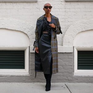 Black Faux Leather Midi Skirt